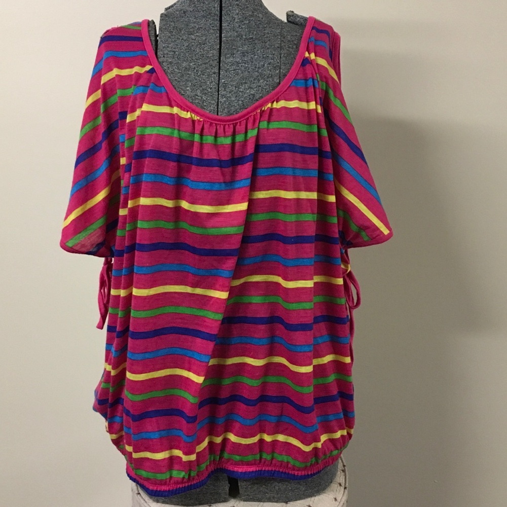 Size 2X Mix & Co. Pink Striped Top